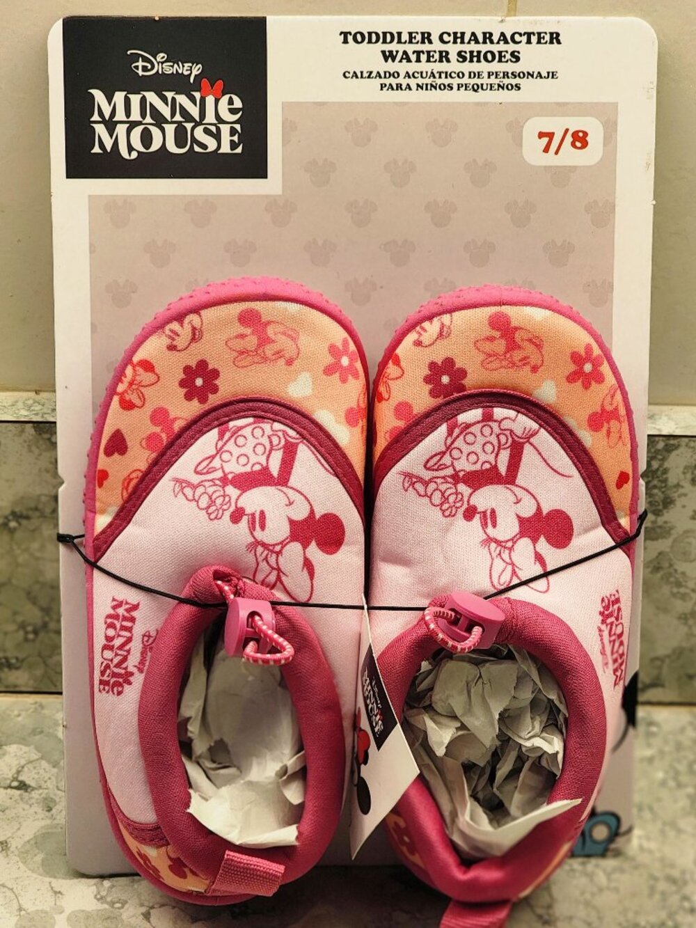 "Disney" Minnie Mouse Toddler Water Shoes" Size 7/8" NWT